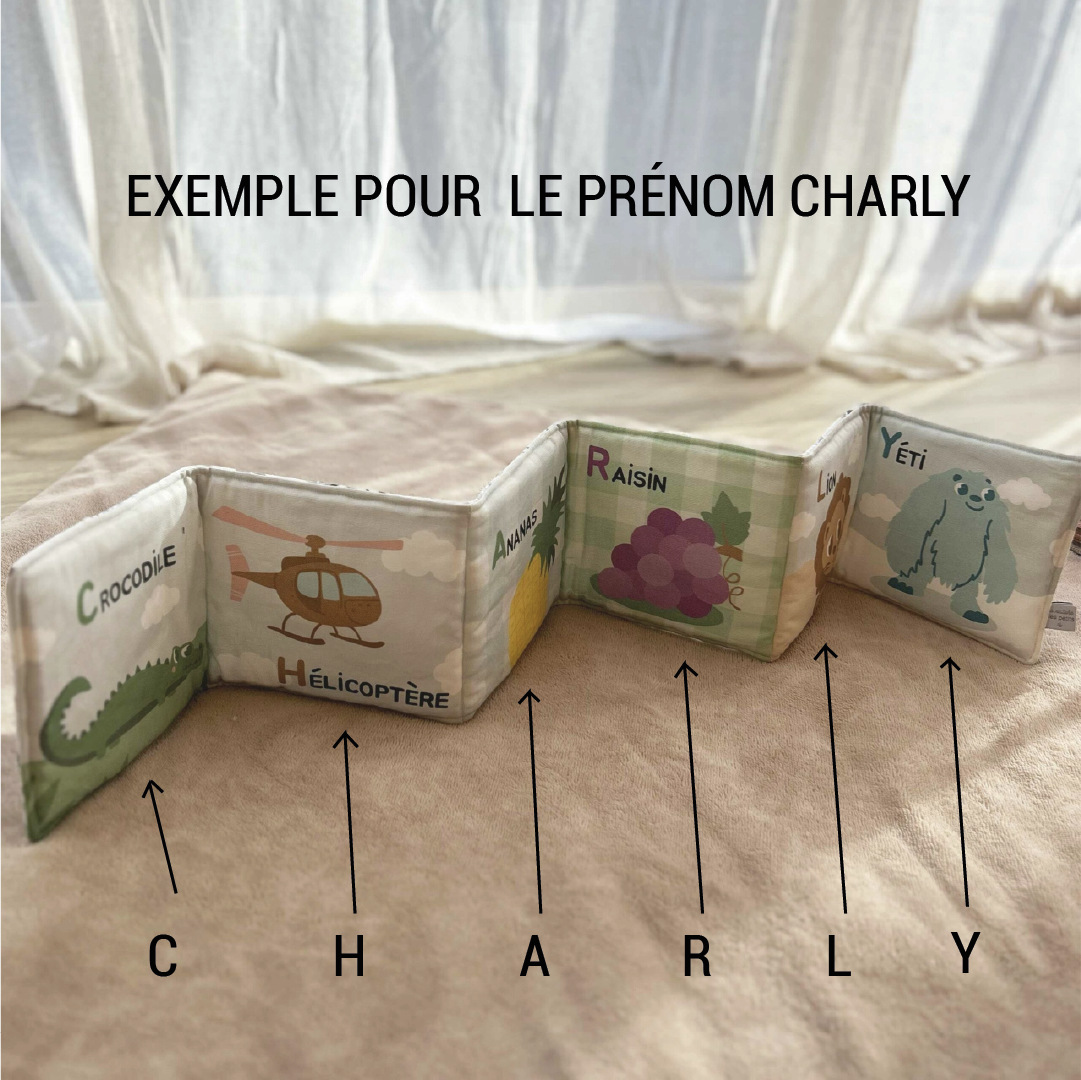 Livre d’éveil personnalisé éventail- prénom