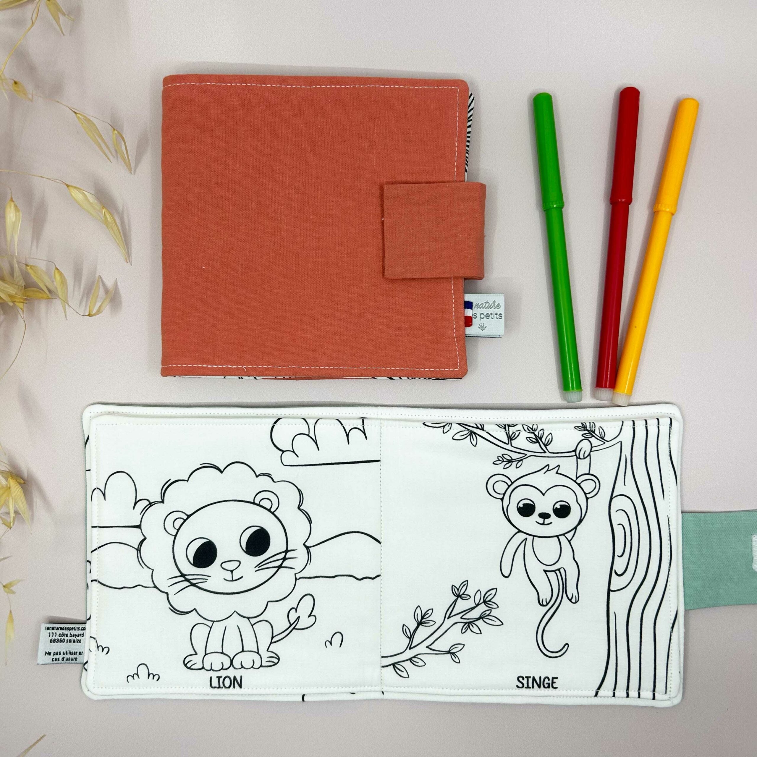 Livre de coloriage lavable - Animaux de la jungle