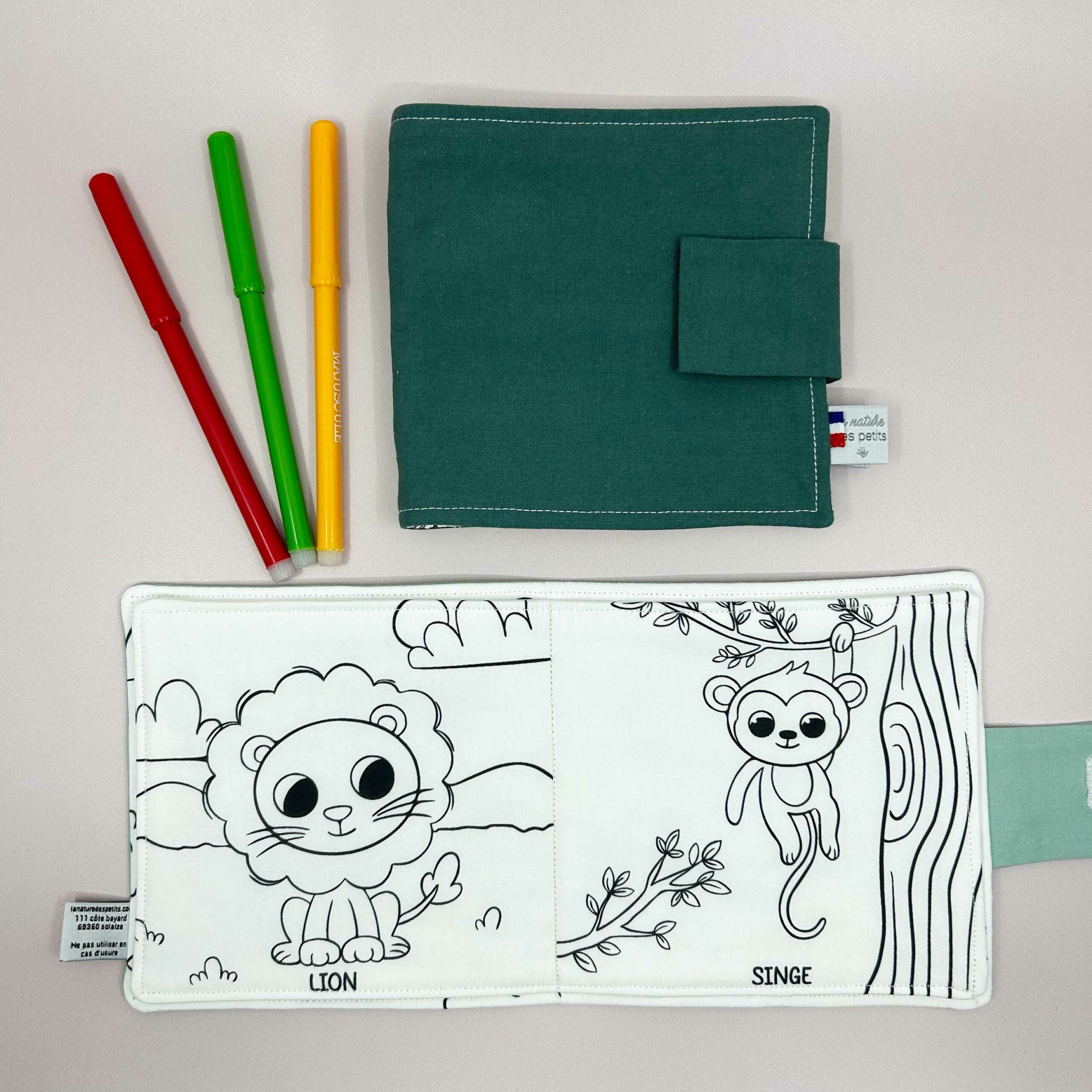 Livre de coloriage lavable - Animaux de la jungle
