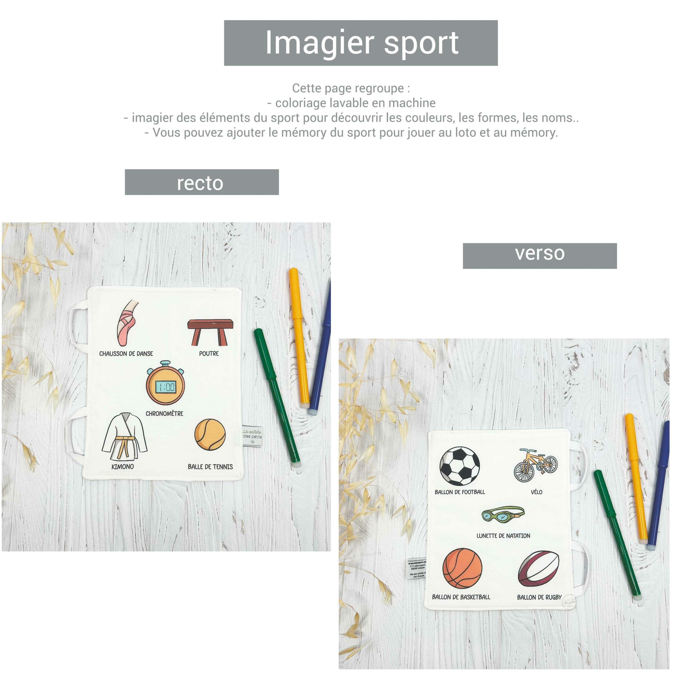 Page mallette d'activités évolutive - Imagier sport