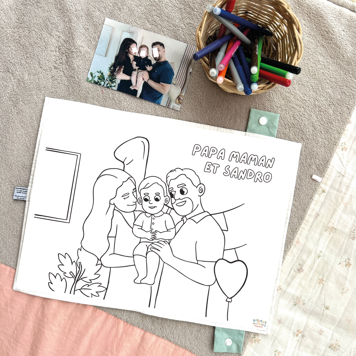 Set de table à colorier personnalisé - Portrait de famille