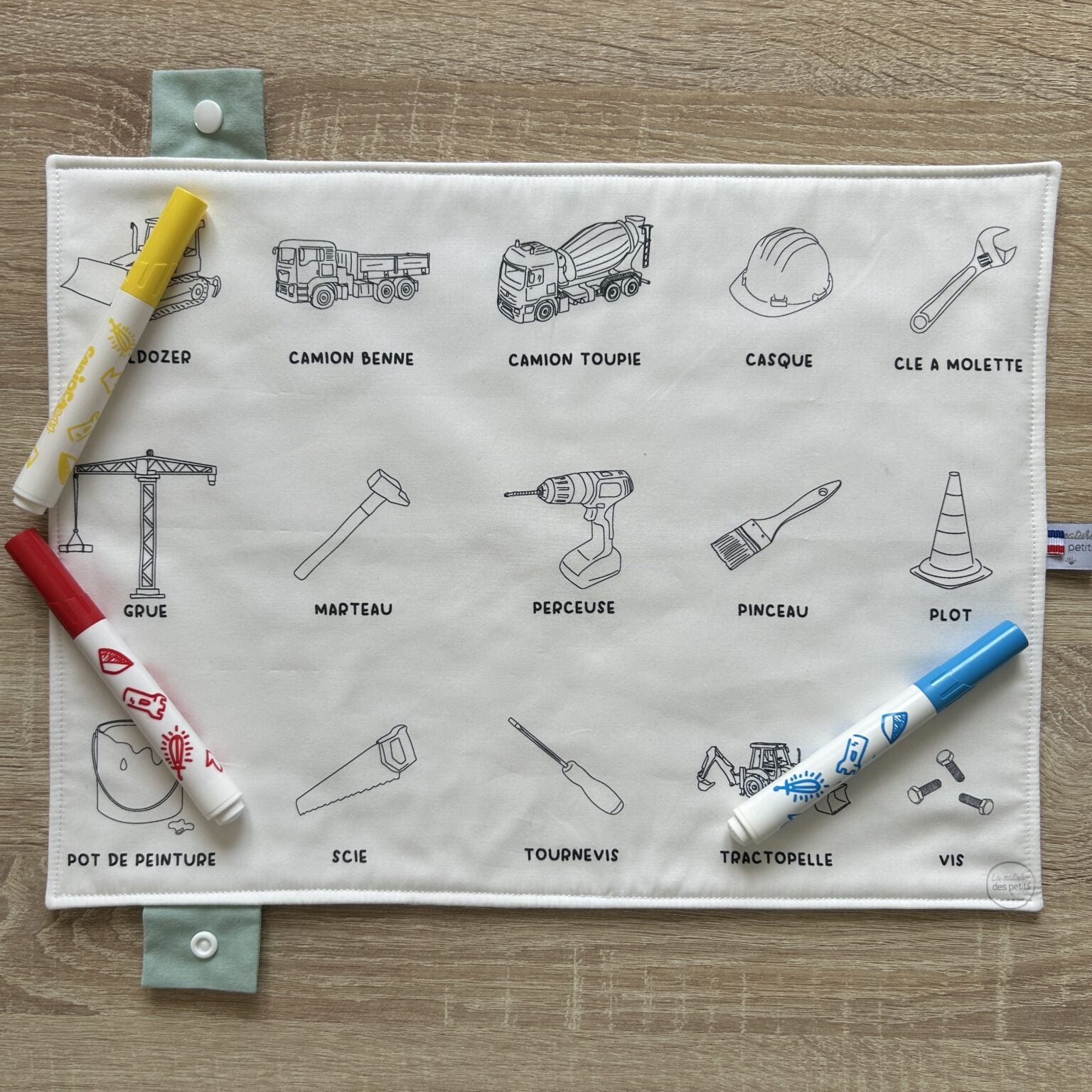 Set de table à colorier lavable recto/verso – Imagier bricolage