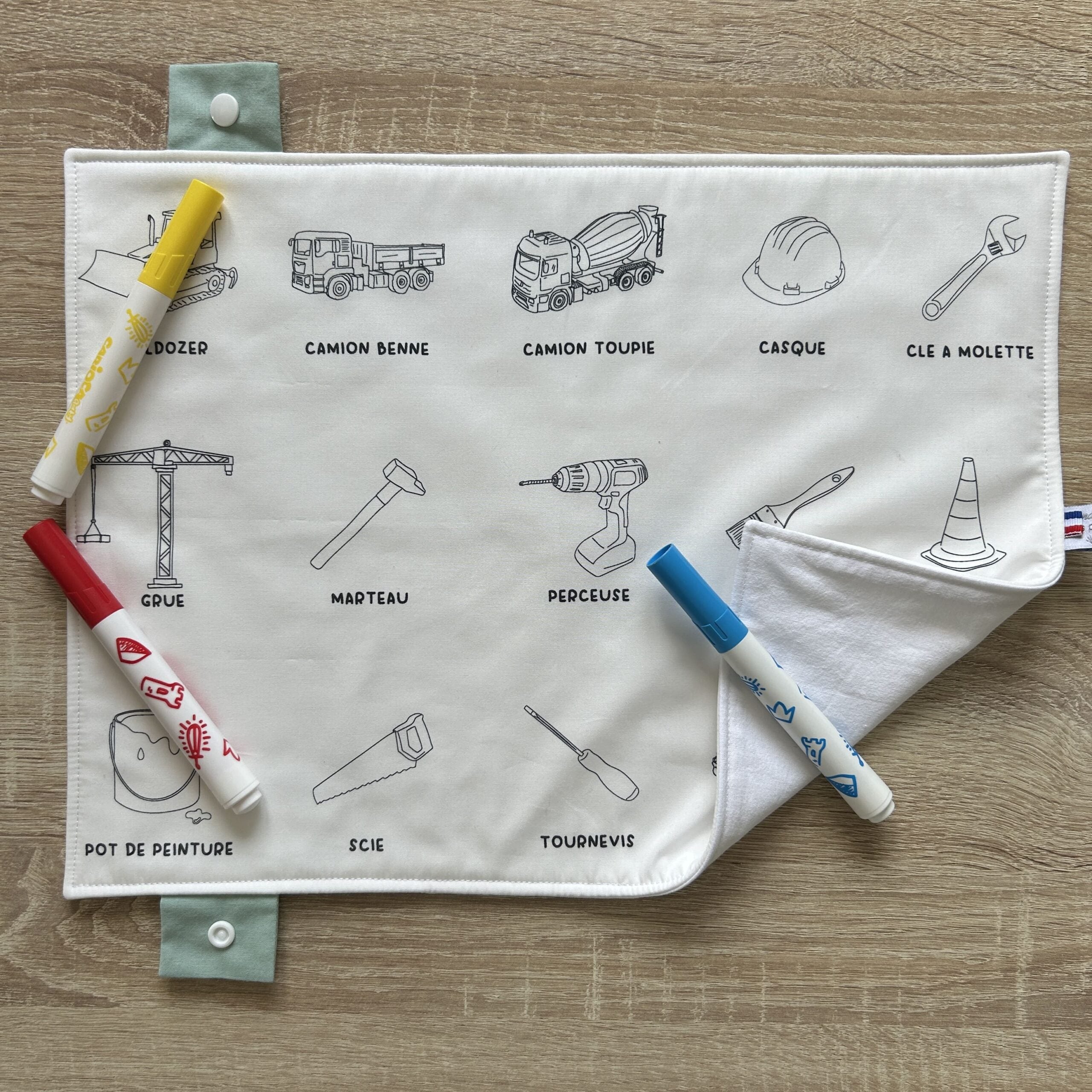 Set de table à colorier lavable recto/verso – Imagier bricolage