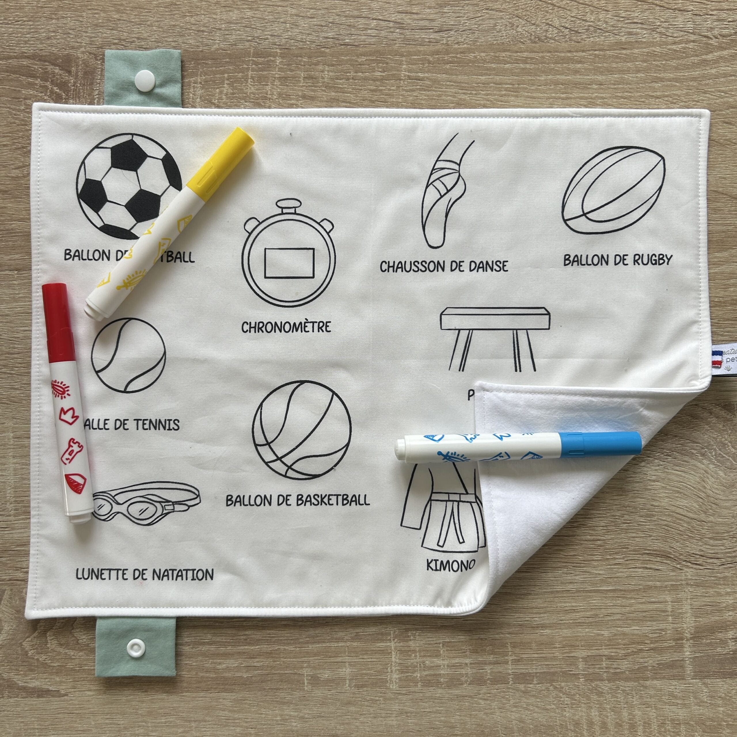 Set de table à colorier lavable recto/verso – Imagier Petit champion
