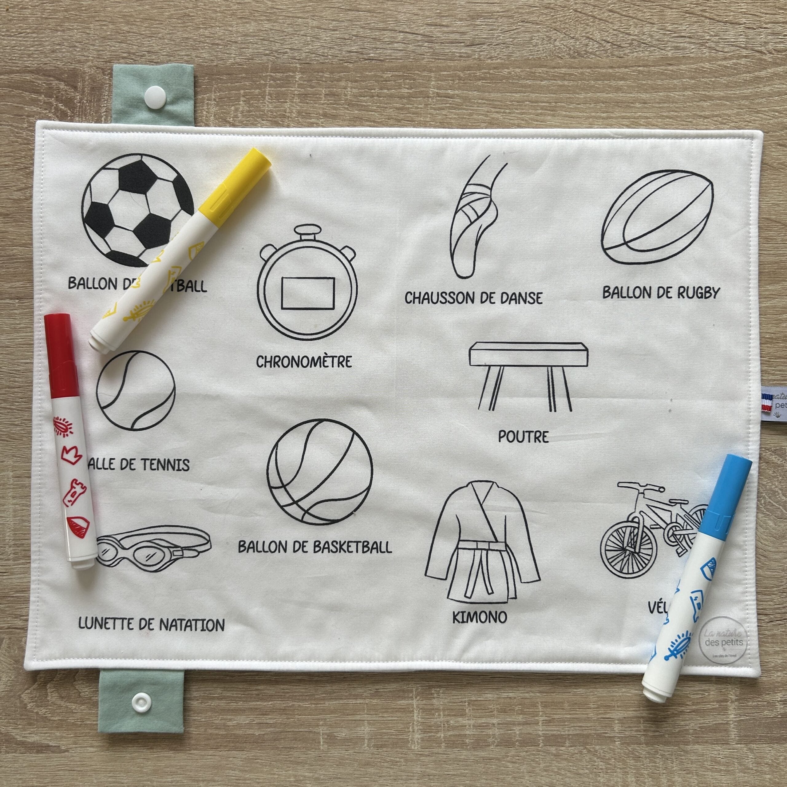 Set de table à colorier lavable recto/verso – Imagier Petit champion