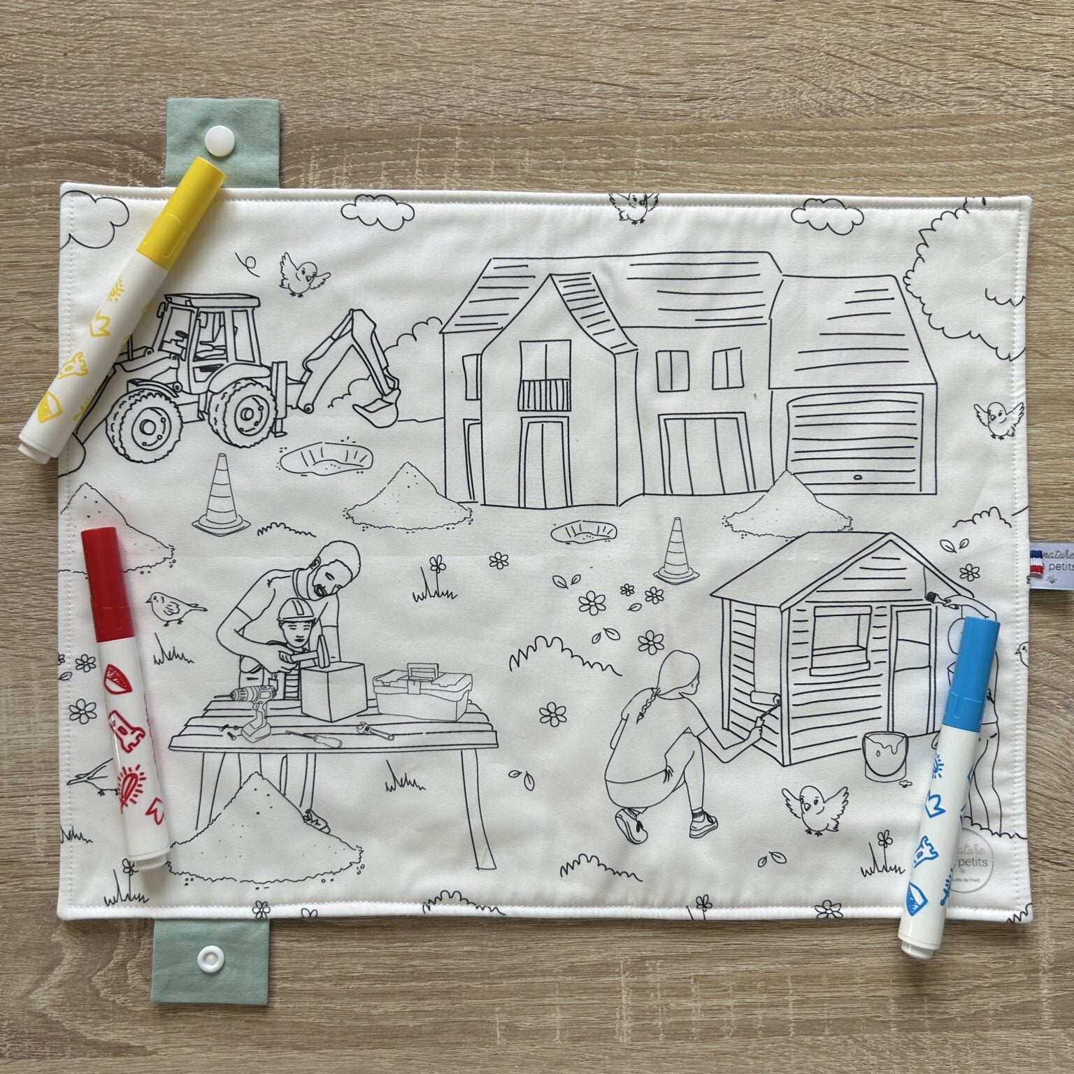Set de table à colorier lavable recto/verso – Petit bricoleur