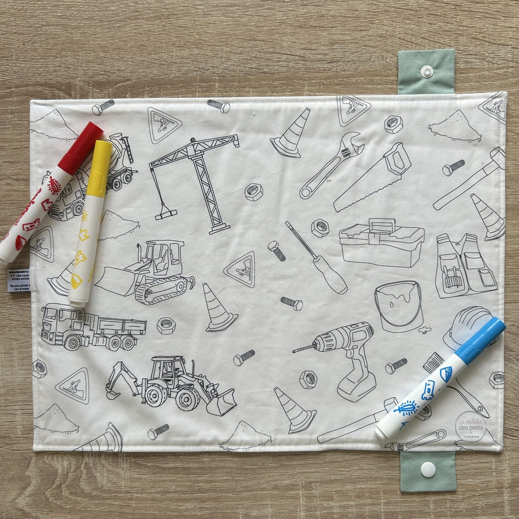 Set de table à colorier lavable recto/verso – Petit bricoleur