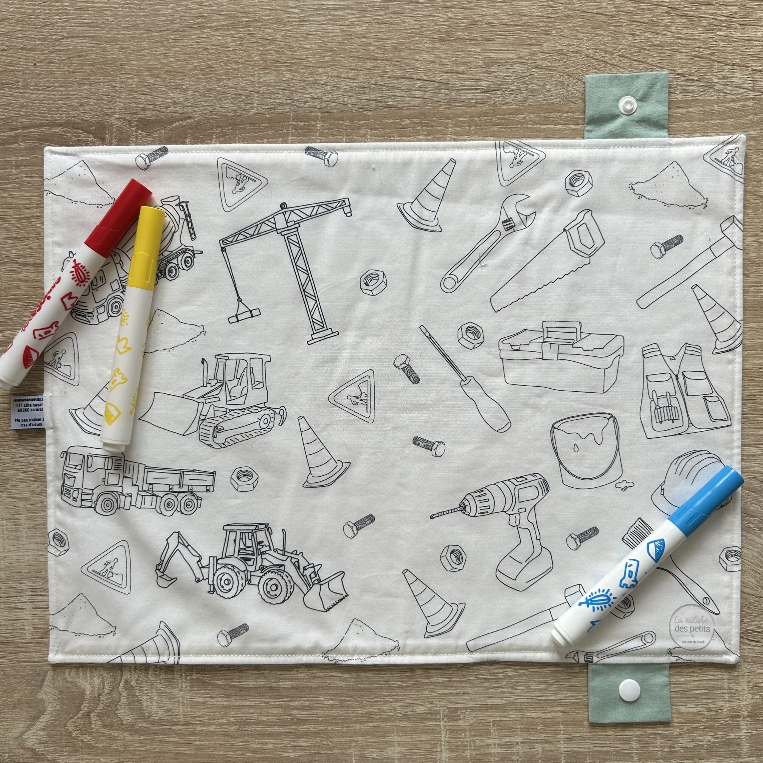 Set de table à colorier lavable recto/verso – Petit bricoleur