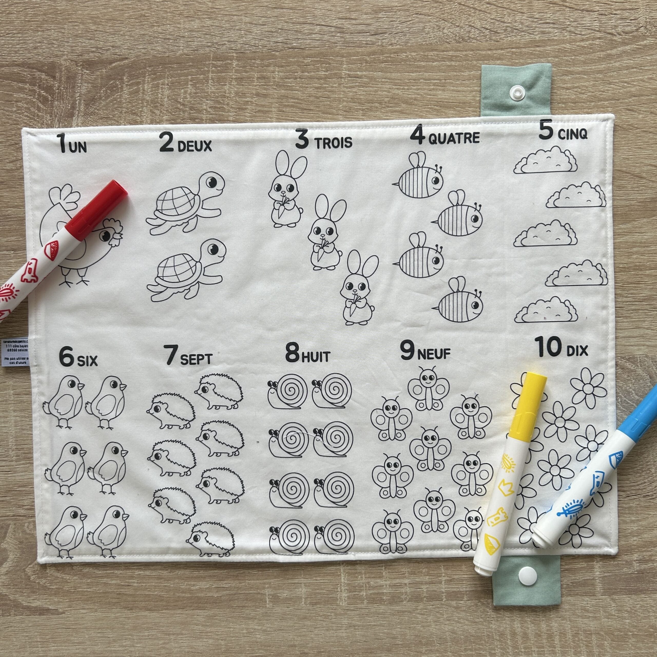 Set de table à colorier lavable recto/verso – Abécédaire/Chiffres