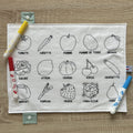 Set de table à colorier lavable recto/verso – Imagier des fruits et légumes