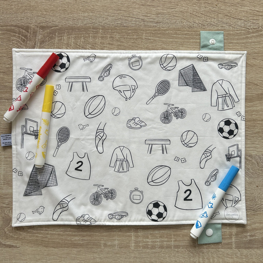 Set de table à colorier lavable recto/verso – Petit champion