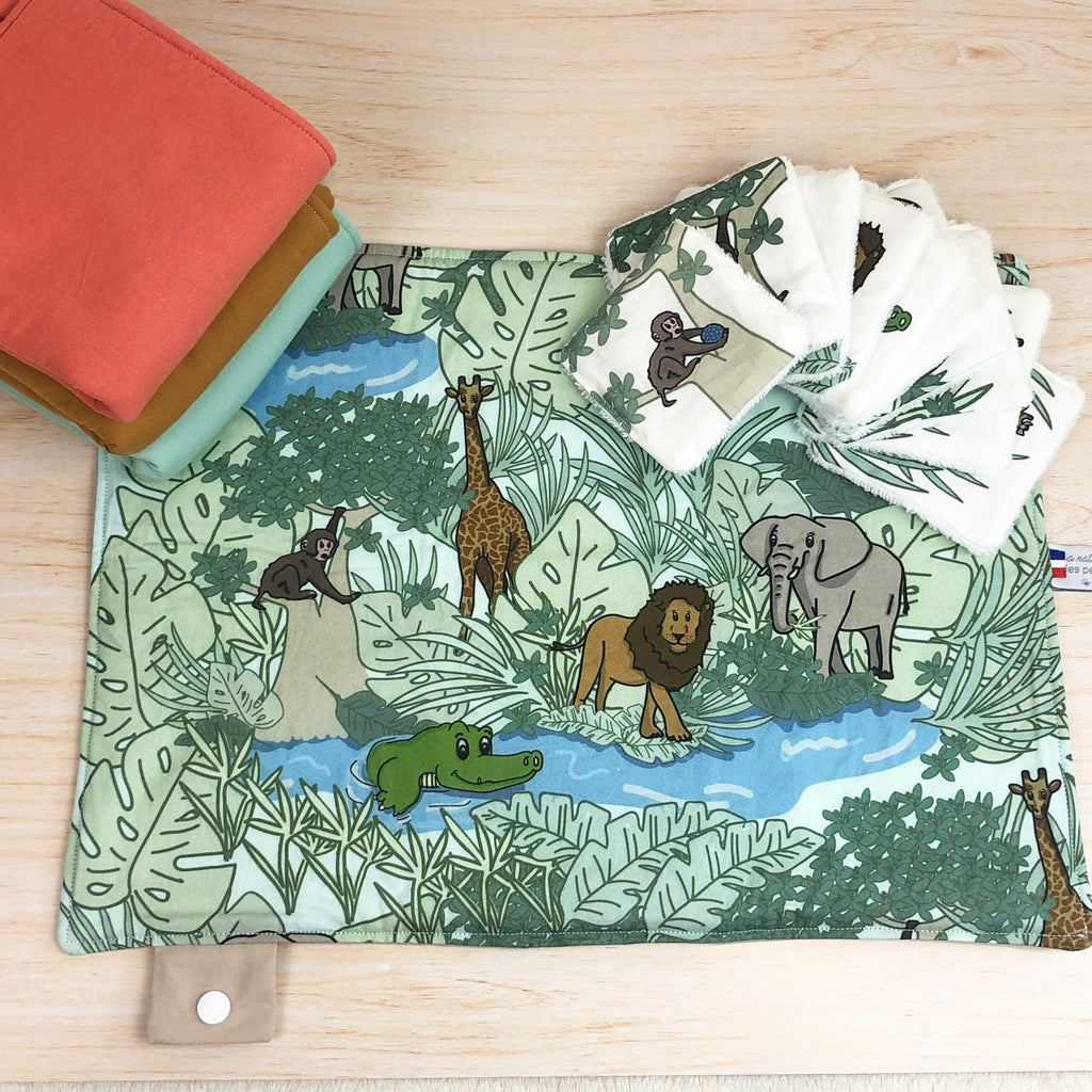 Set de table à colorier lavable recto/verso – loto jungle/coloriage jungle