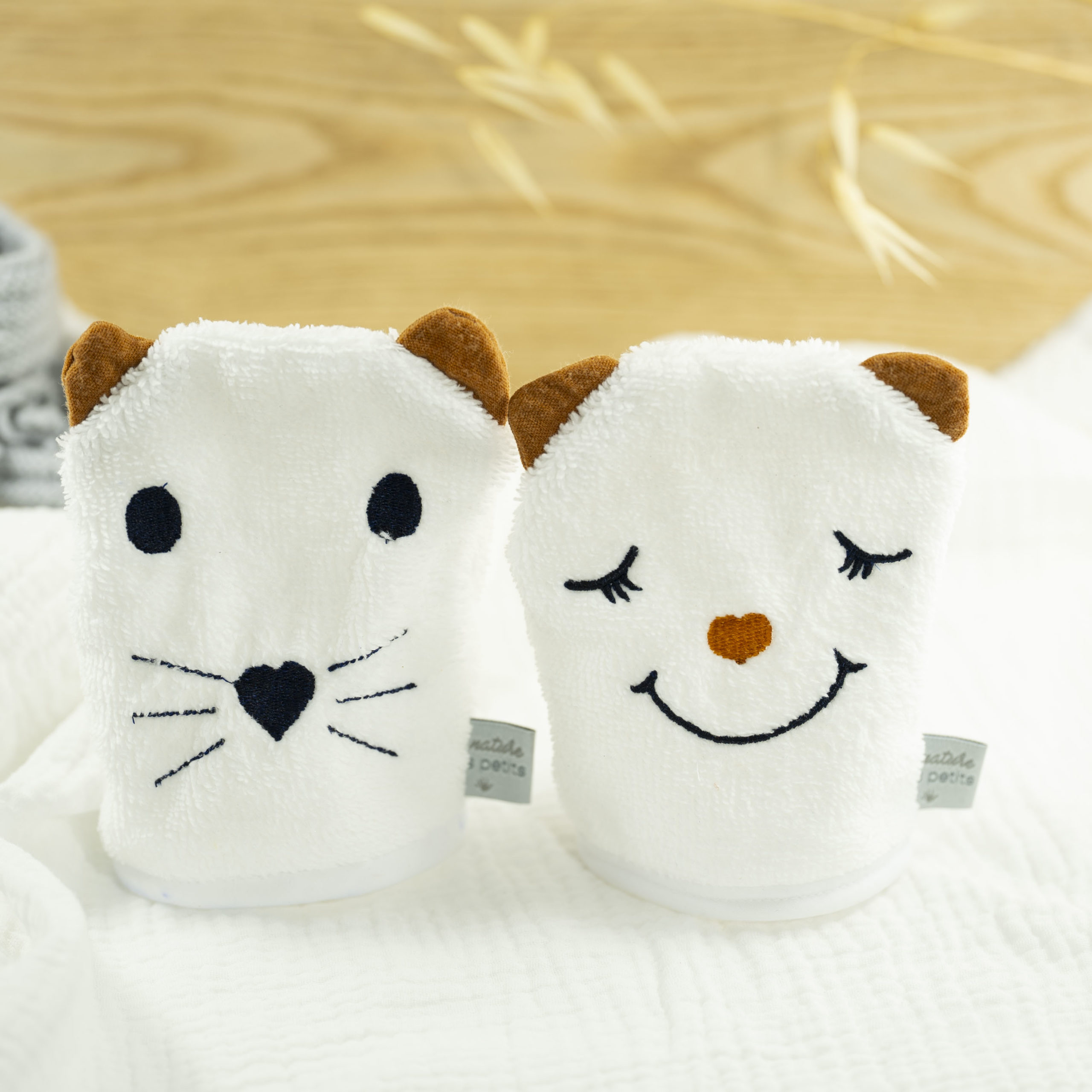 Coffret cape de bain bébé + 2 gants d'apprentissage animaux - Blush - LA  NATURE DES PETITS