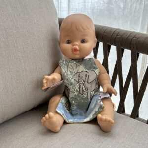 Poupée + tablier de poupée - jungle/moutarde